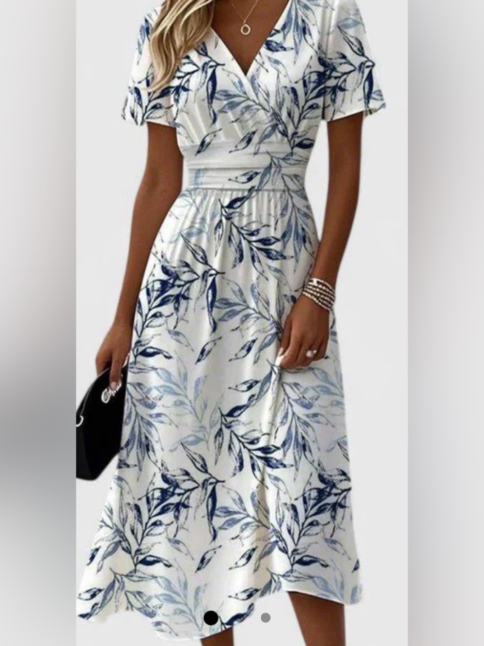 NWOT White Dress with Blue Botanical Print